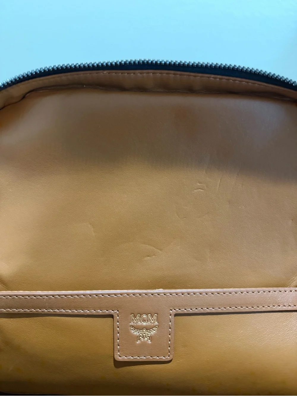 MCM Black Monogram Textured Leather Backpack